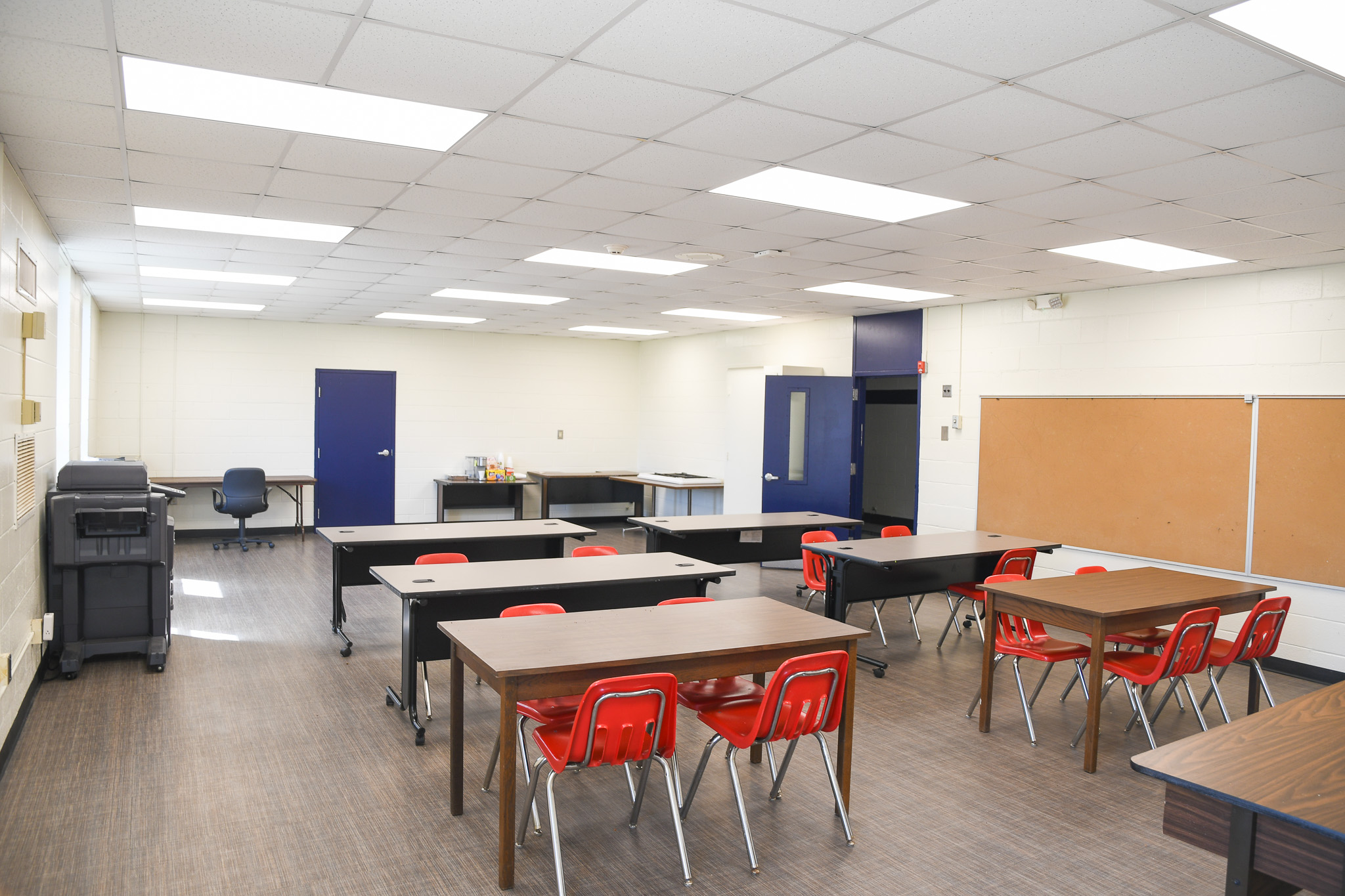 Classroom with tables and chairs